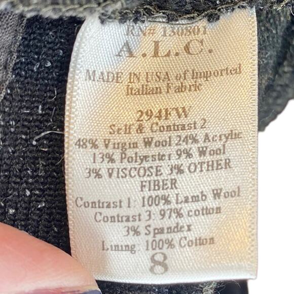 ALC Lambskin Trim Wool Blend Slim Cropped Pants Size 8 - Picture 8 of 10